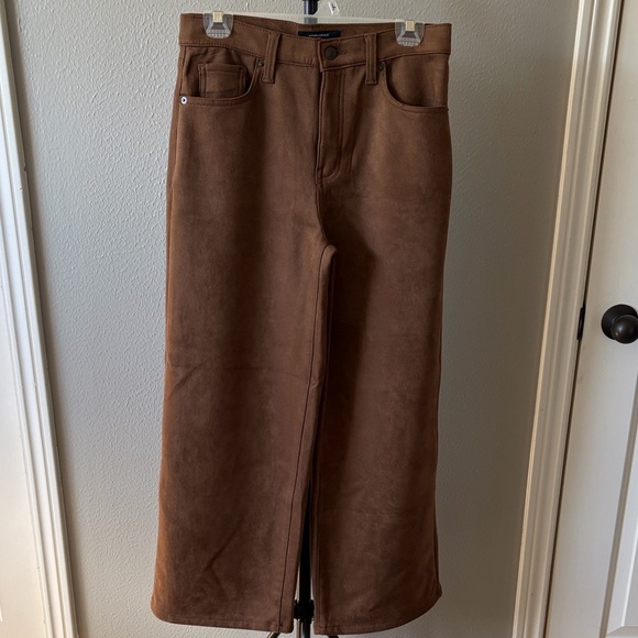 NWT Banana Republic Wide-Leg High-Rise Faux Suede Pants Brown Size 8 Petite (29) - Picture 2 of 5